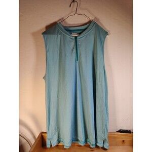 Lands' End Polo Adult Womens XXL Blue Green Quarter Zip Sleeveless 46" Chest